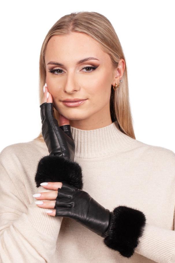 leather dress gloves women The Jacket Maker Women Saltor Black Real Leather Wool Lined Dress Gloves