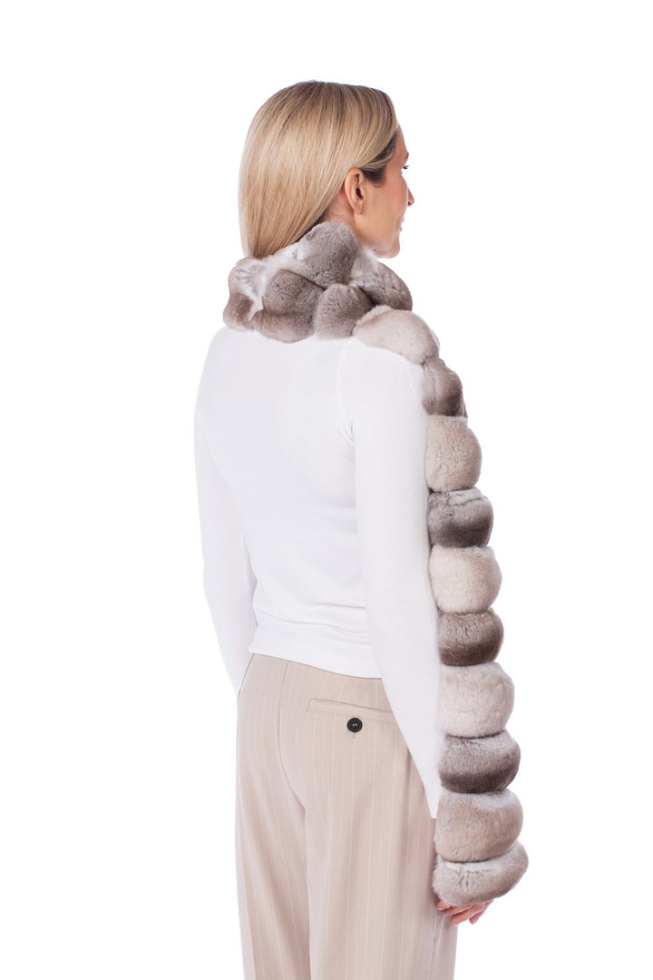 luxurious chinchilla fur wrap from the back
