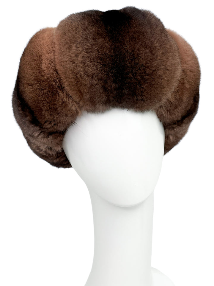 Natural Chinchilla Fur Headband In Brown
