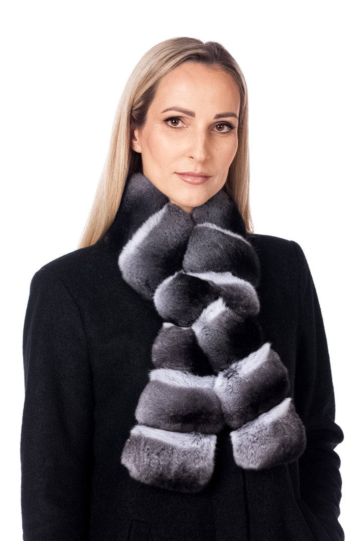 Real Chinchilla Fur Scarf With A Slit