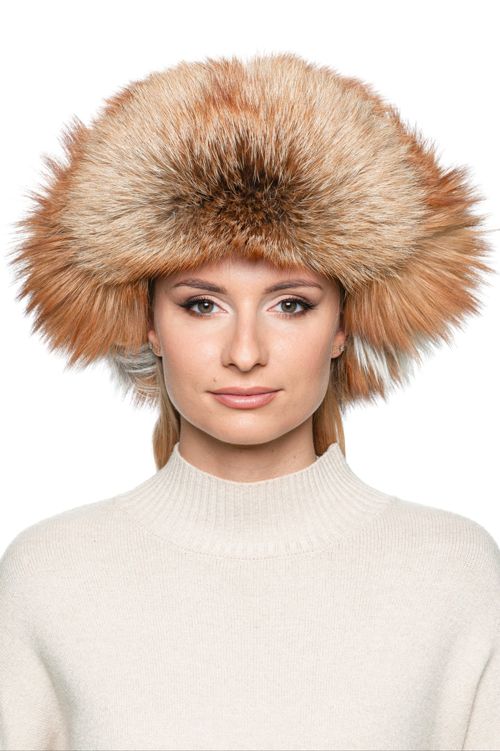 Luxury red fox fur ushanka hat with earflaps, real fur Russian trapper shapka for women, handcrafted winter hat by FurbySD.