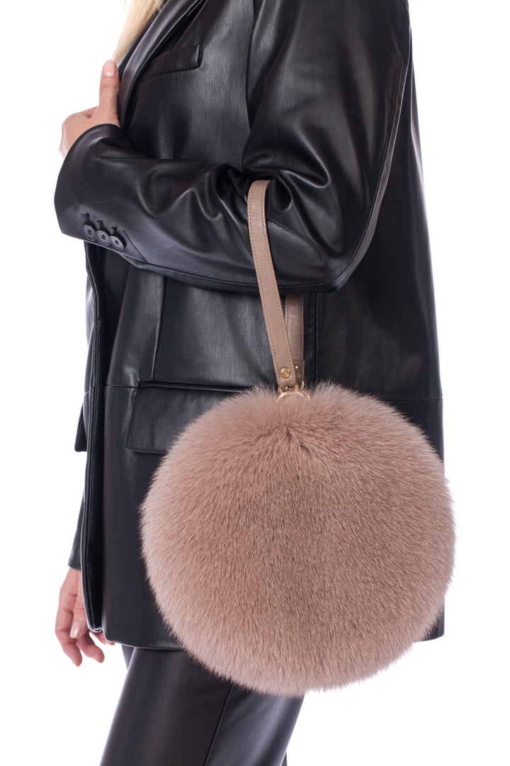 Round Brown Fox Fur Bag