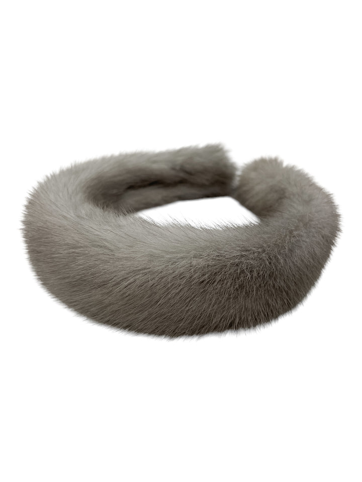 Sapphire Mink Fur Hairband In Grey And Beige Shade