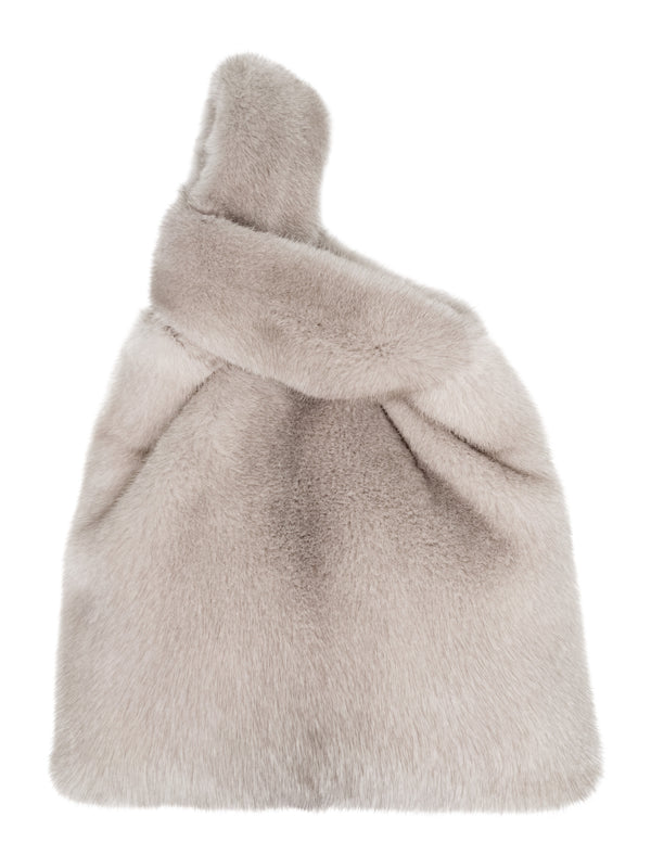 Sapphire Mink Fur Tote Bag with Detachable Leather Strap