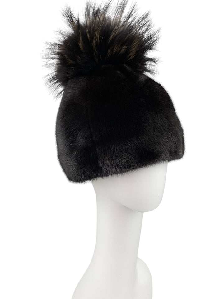 Soft Warm Winter Fur Hat With Large Fur Bobble