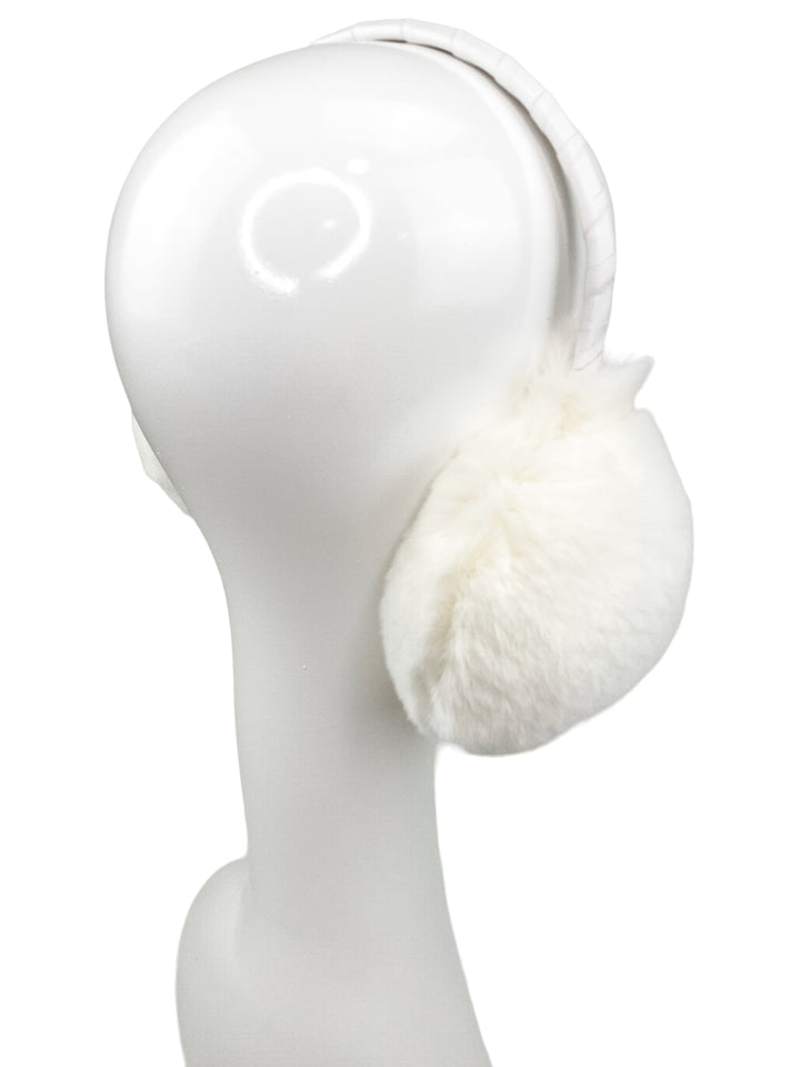 Stretchy Winter White Rabbit Fur Earwarmer Earmuffs