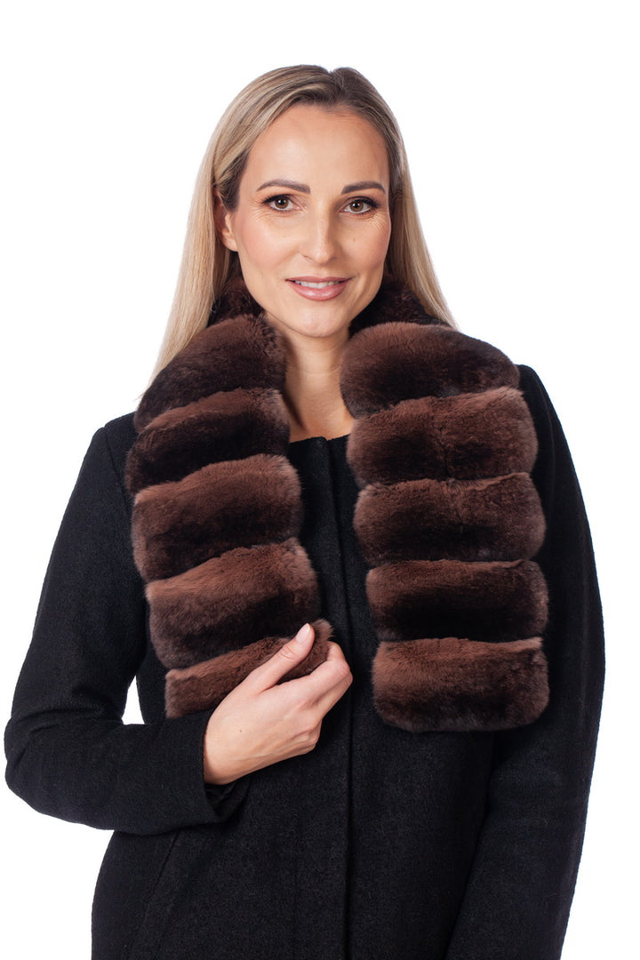 Stylish FurbySD Chinchilla Fur Scarf In Brown