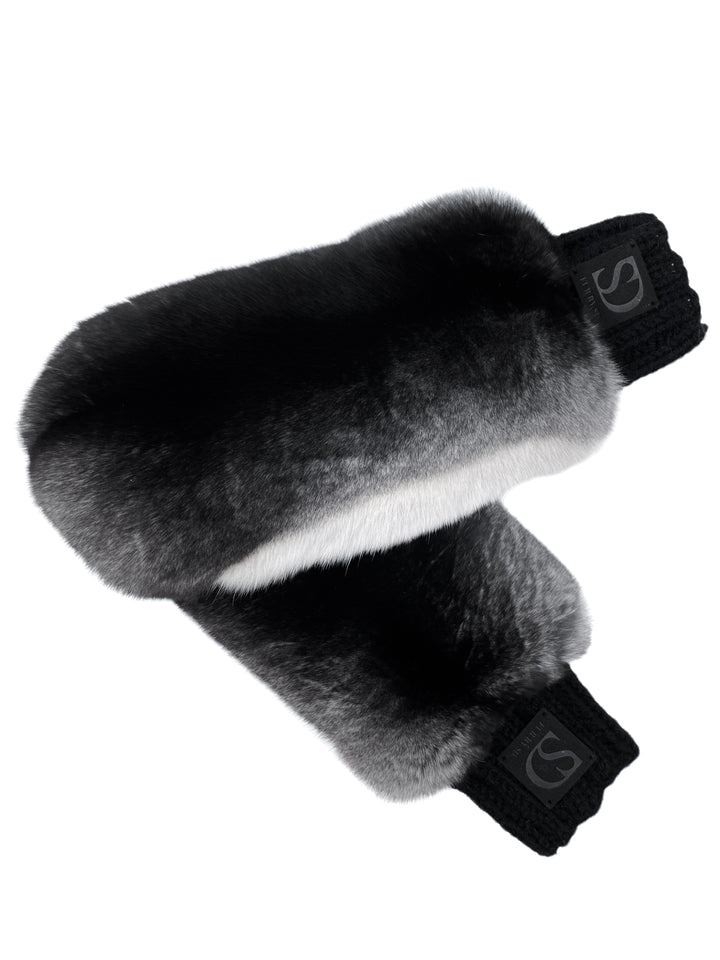 Superior quality chinchilla fur trim mittens