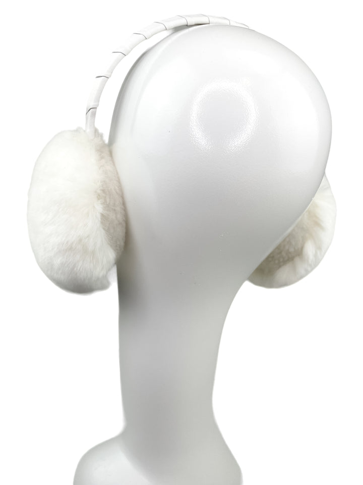White Rabbit Fur And Beige Shearling Adjustable size Earmuffs