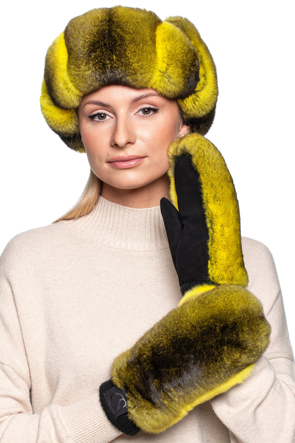 Šinšilos kailio Ushanka Earflap kepurė