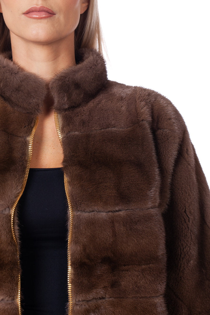 close front view of mink fur jacket