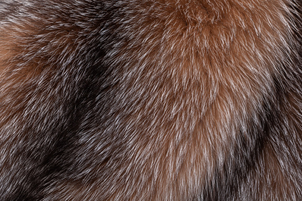 Brown and silver fox fur detail