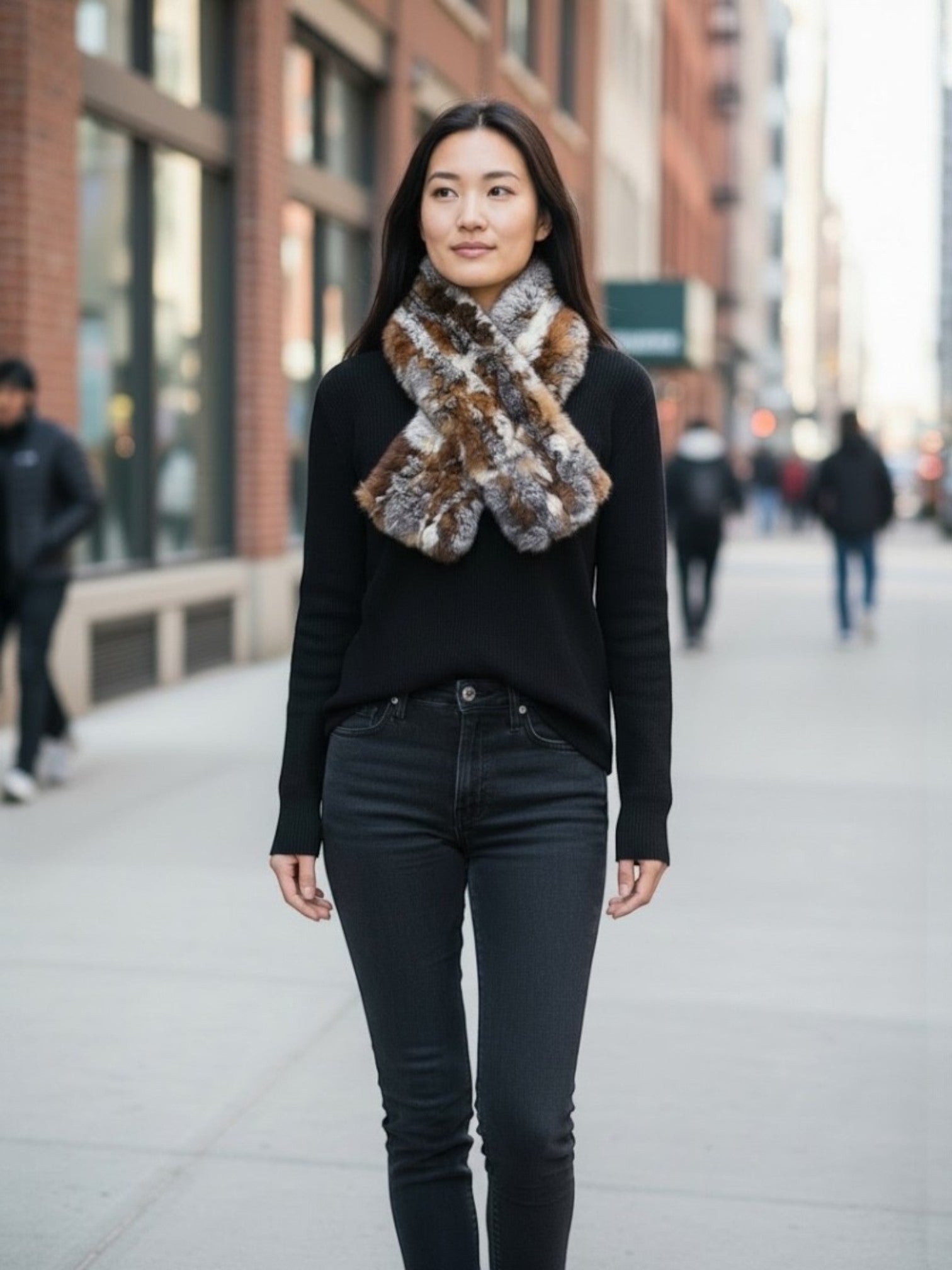 Rex Rabbit Fur Scarf Brown – Luxury Real Fur Neck Warmer