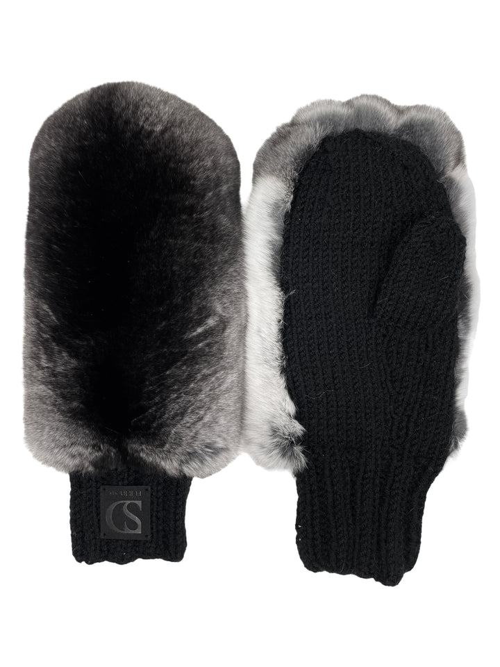 luxury chinchilla fur mittens with merino wool