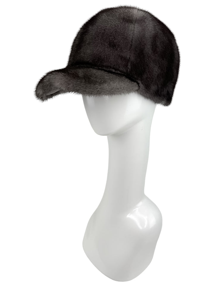 mink fur hat with a snap brim