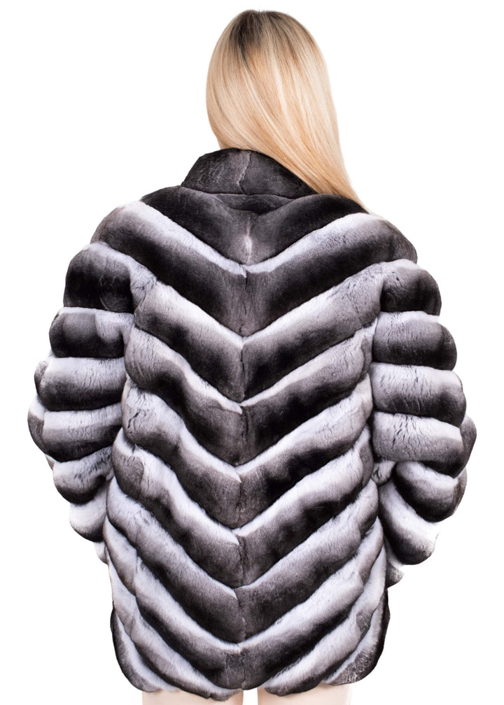 Natural Chinchilla Fur Coat Back View