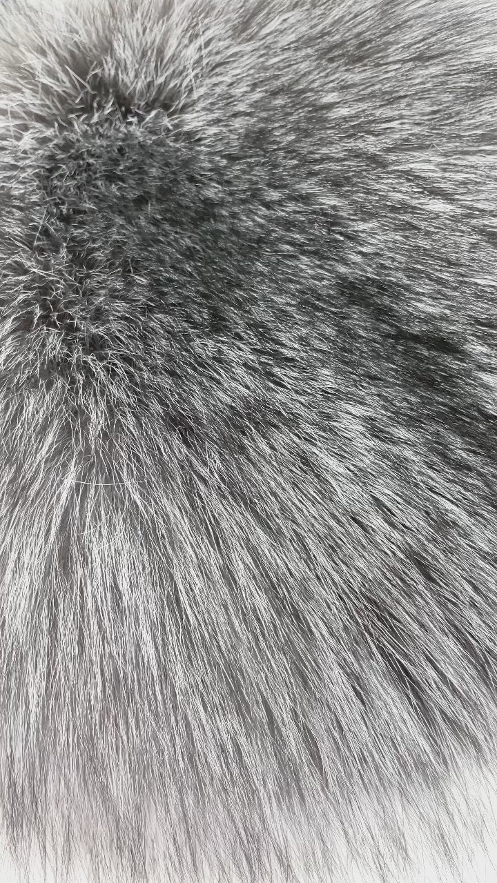 Luxurious genuine blue frost fox fur clutch bag handmade by FurbySD.