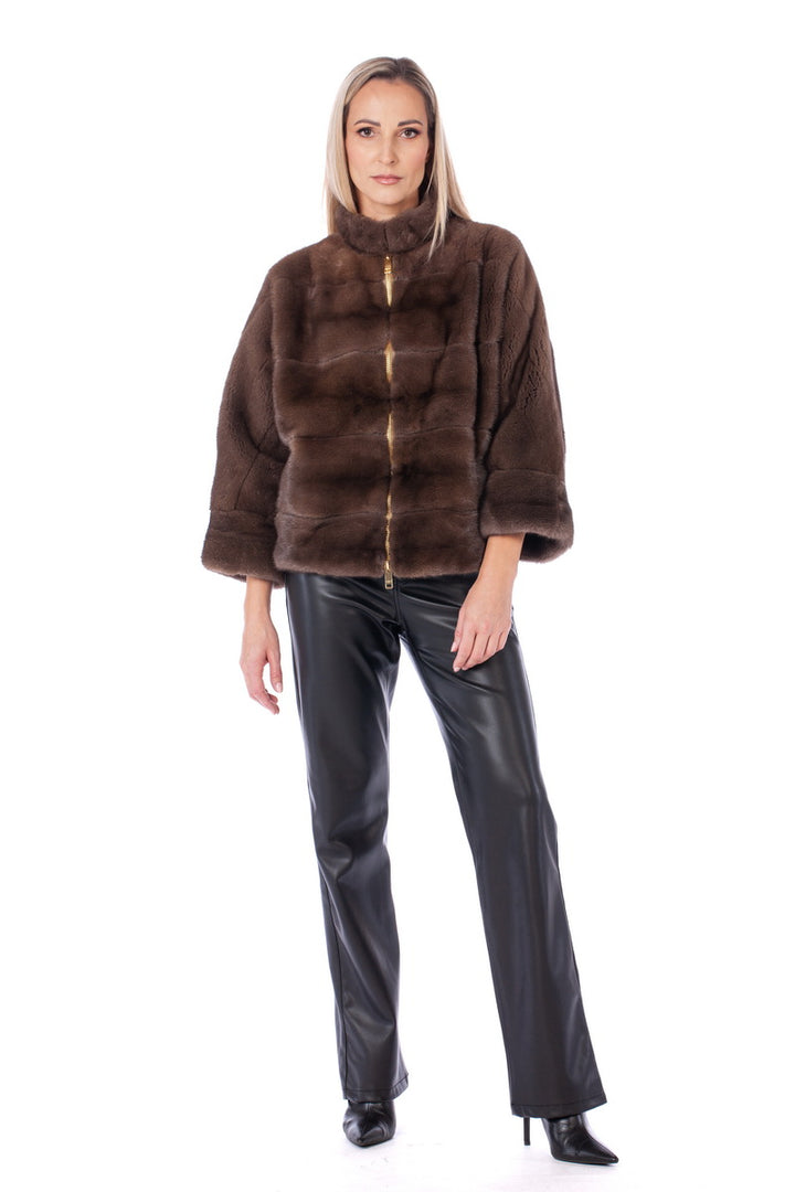 short sleeves mink fur jacket