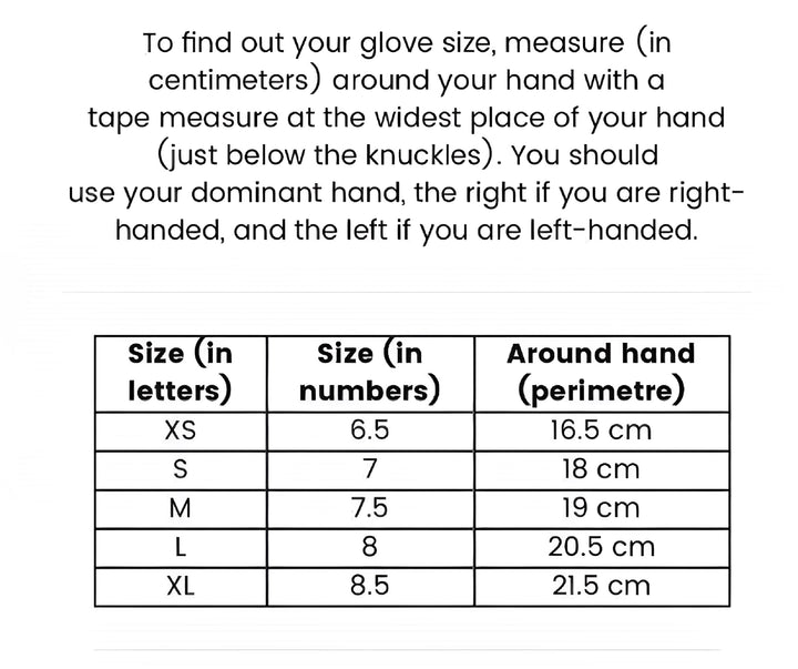 size gloves chart etsy