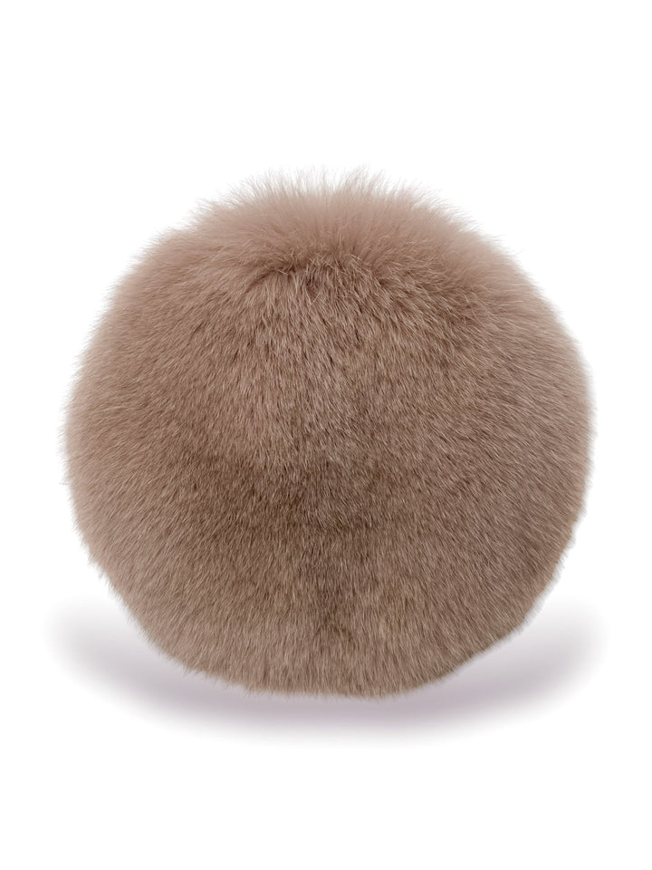 Round Beige Fox Fur Clutch