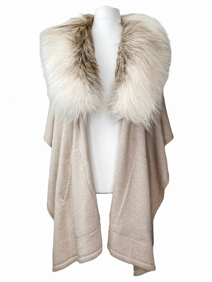 Luxurious Wool And Fox Fur Cape