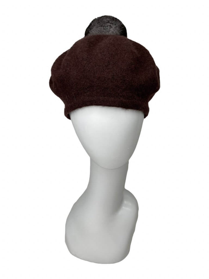 Beret Hat with Chinchilla Fur