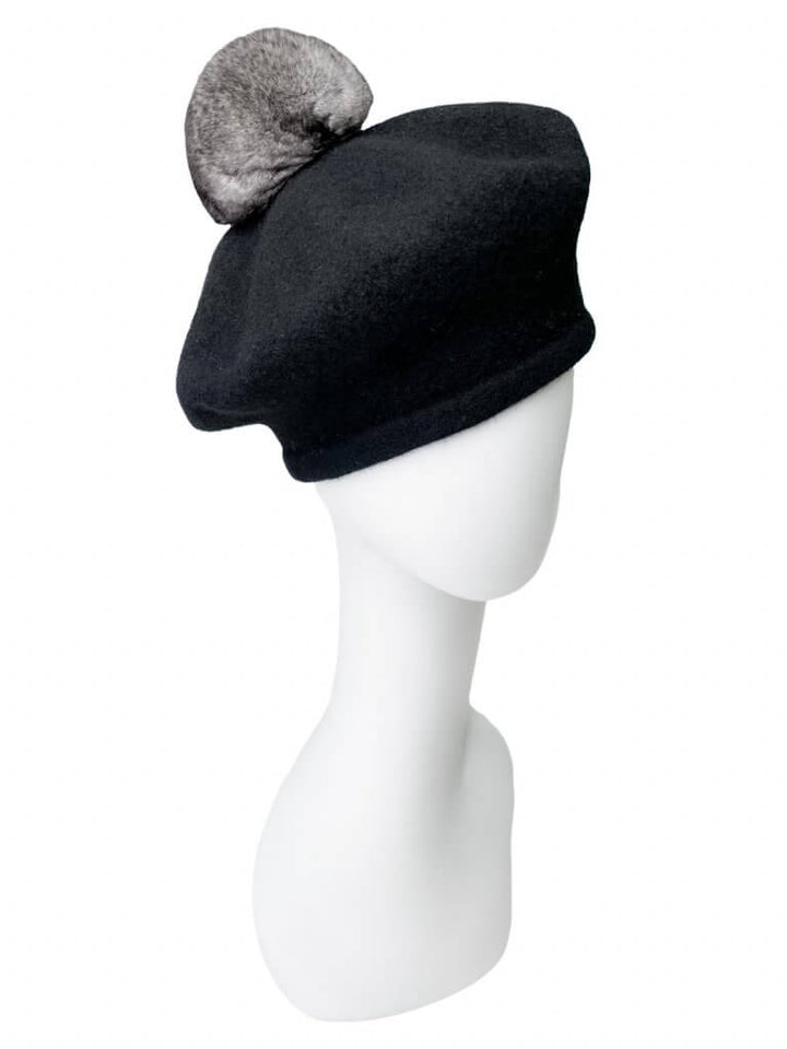 Black Wool Beret Hat