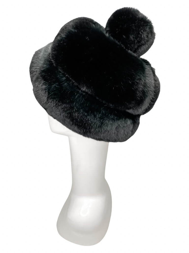 Black Chinchilla Fur Winter Hat