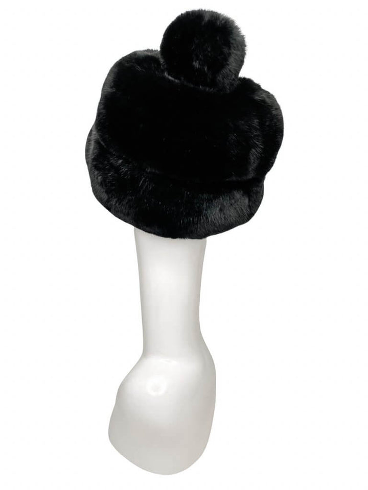 Black Chinchilla Fur Trapper Hat