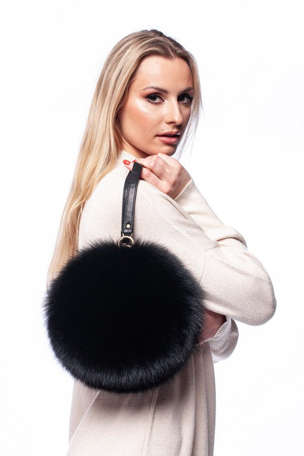 Black Fox Fur Wrist Bag
