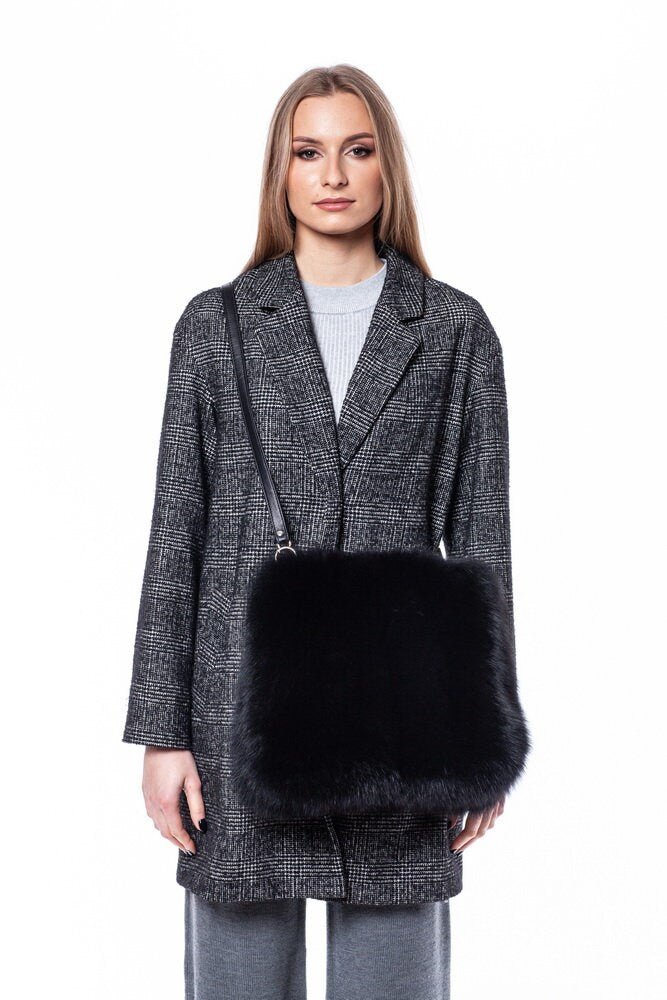 Black Genuine Fox Fur Handbag