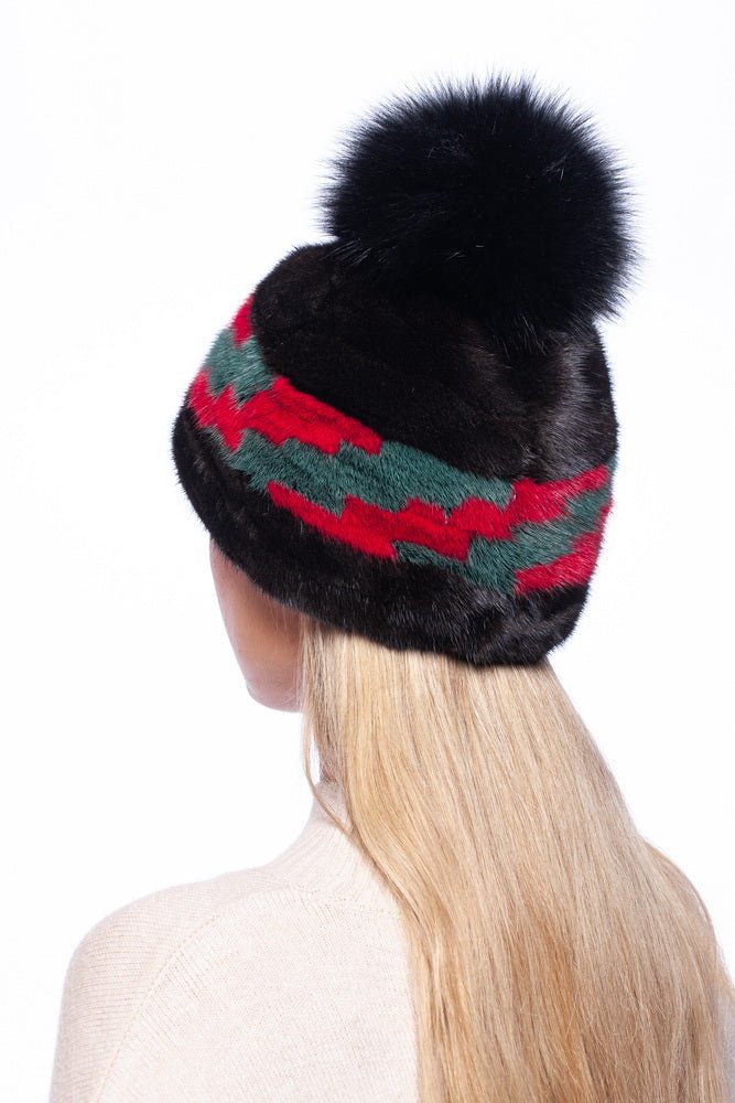 Fox Fur Pom Pom Hat With Mink Fur