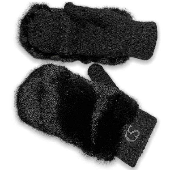 Real Mink Fur Gloves With Flip Top