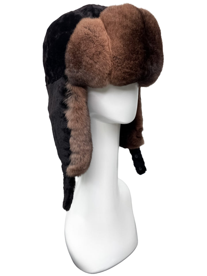 Brown Chinchilla Fur Ushanka Hat