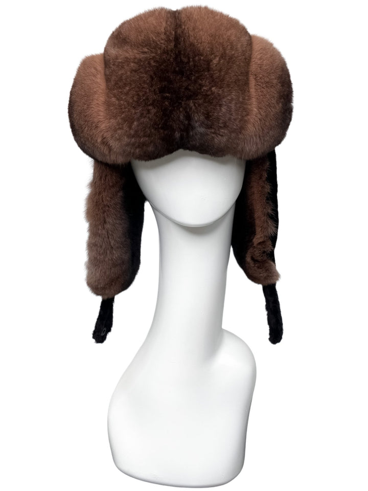 Brown Chinchilla Fur Ushanka Earflap Hat
