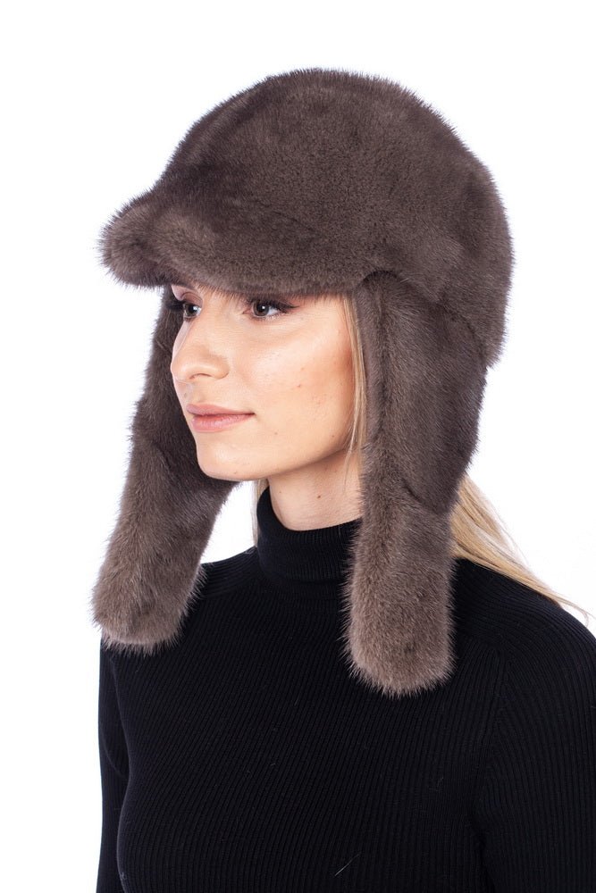 Brown Mink Fur Trapper Hat