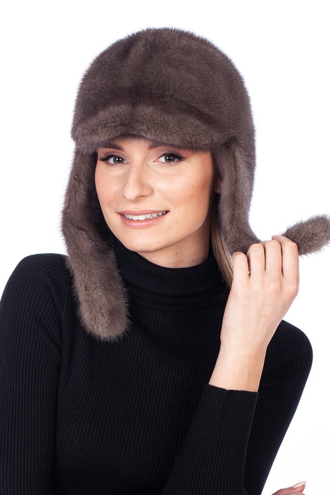 Brown Mink Fur Aviator Hat
