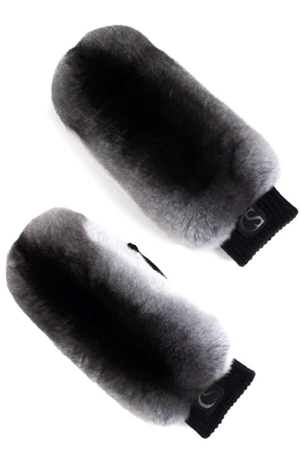 Chinchilla Fur And Leather Mittens