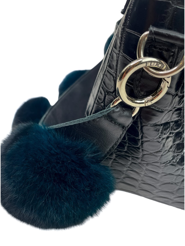 FurbySD Chinchilla Fur Bobble Bag Strap