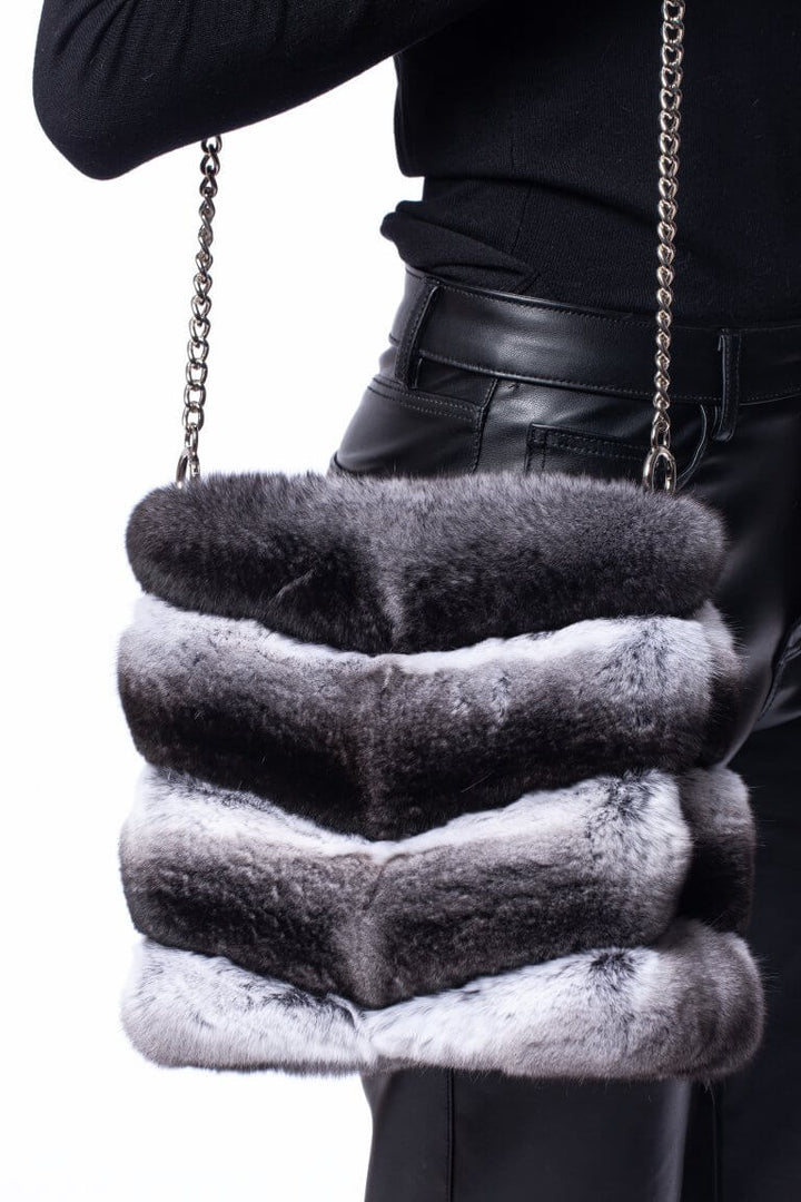 Grey Chinchilla Fur Handbag