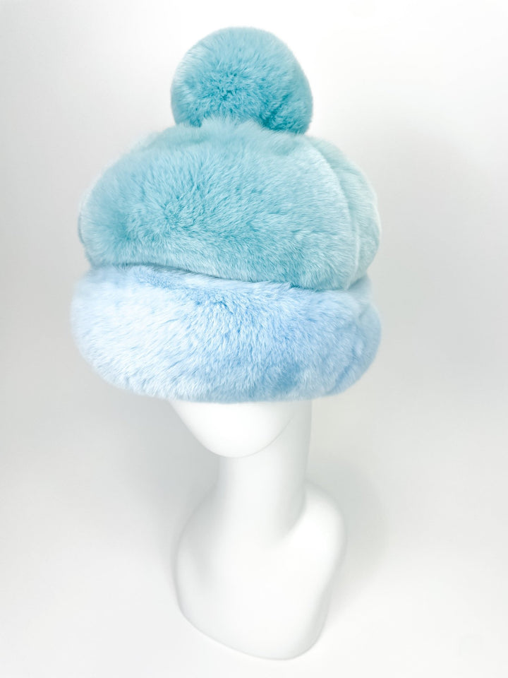 Chinchilla Fur Hat With Fur Pom Pom