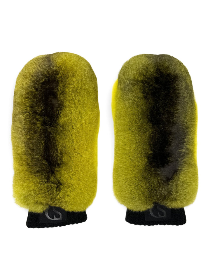 Chinchilla Fur Mittens In Yellow