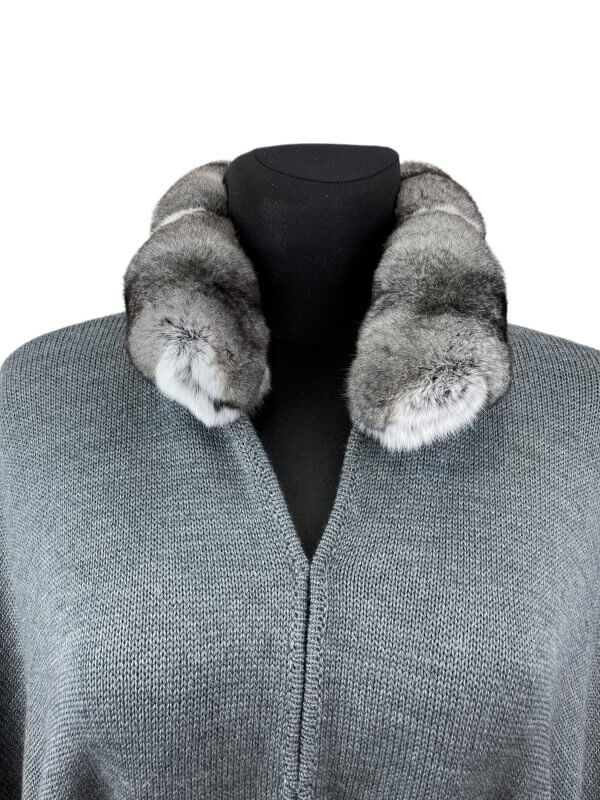 Chinchilla Fur Trimmed Cardi Coat
