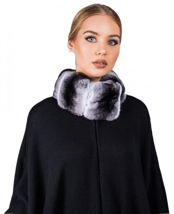 Chinchilla Fur Cape With Fur Collar