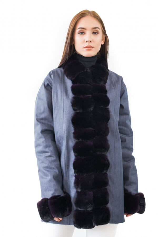Chinchilla Fur Trimmed Denim Jacket