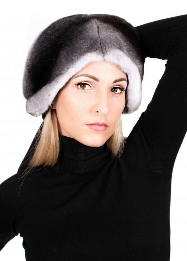 Chinchilla Fur Trimmed Headscarf