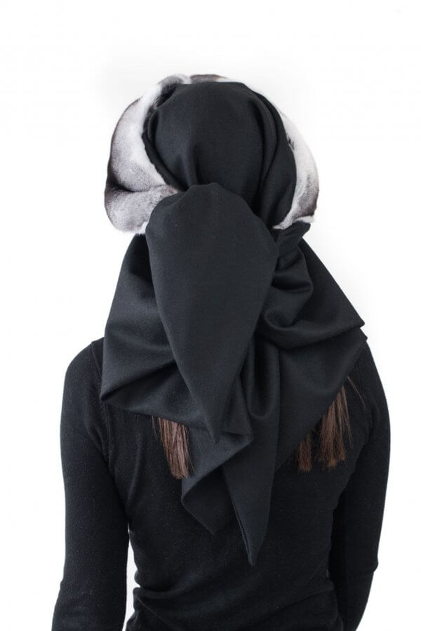 Chinchilla Fur Trimmed Headscarf