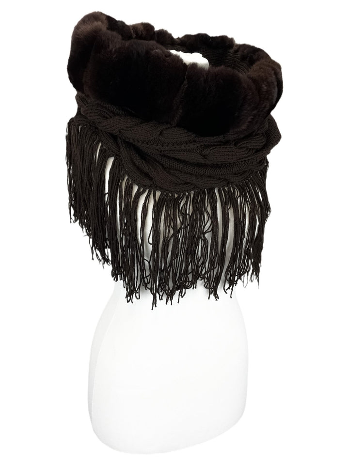 brown chinchilla fur scarf