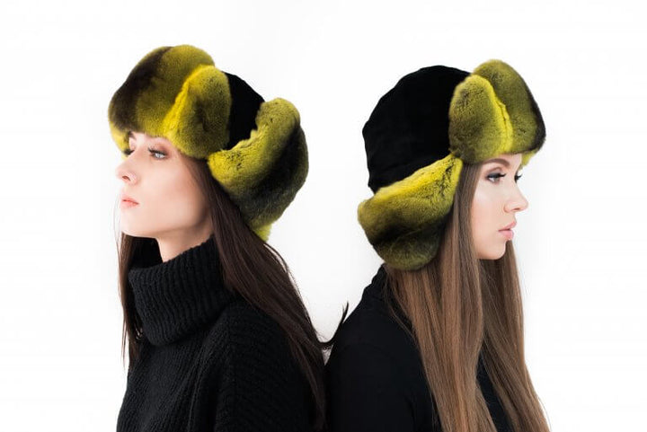 Plush chinchilla fur Fur Ushanka Russian Hat 