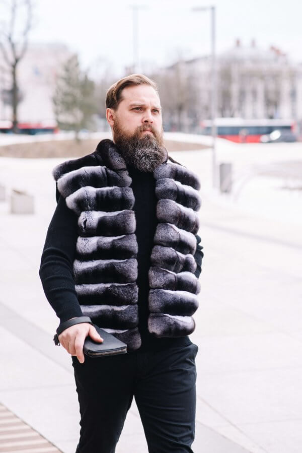 Chinchilla Fur Vest for Men